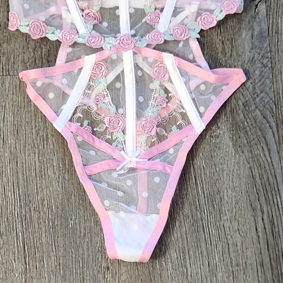 New!For Love and Lemons Pointelle Rose's Teddy - Picture 9 of 16